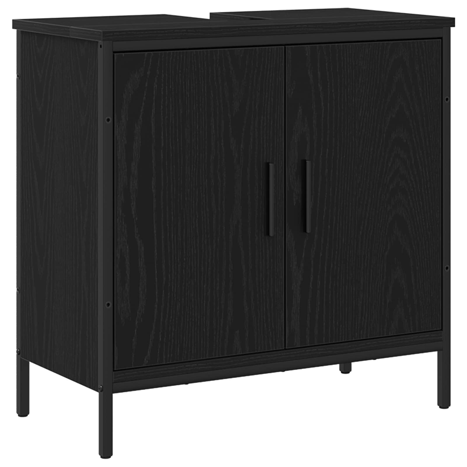Badezimmermöbel-Set mit Regal 4 pcs Schwarz Holzwerkstoff