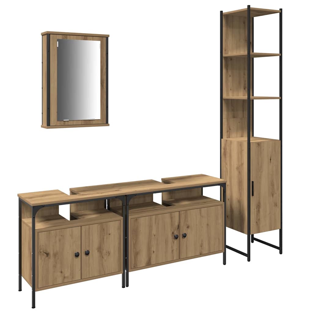 Badezimmermöbel-Set mit Regal 4 pcs Artisan-Eiche Holzwerkstoff