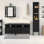 Badezimmermöbel-Set 4 pcs Schwarz Eichen-Optik Holzwerkstoff