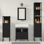 Badezimmermöbel Set 4 pcs Schwarz Eichen-Optik Holzwerkstoff