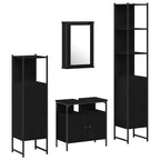 Badezimmermöbel Set 4 pcs Schwarz Eichen-Optik Holzwerkstoff