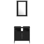 Badezimmermöbel Set 4 pcs Schwarz Eichen-Optik Holzwerkstoff