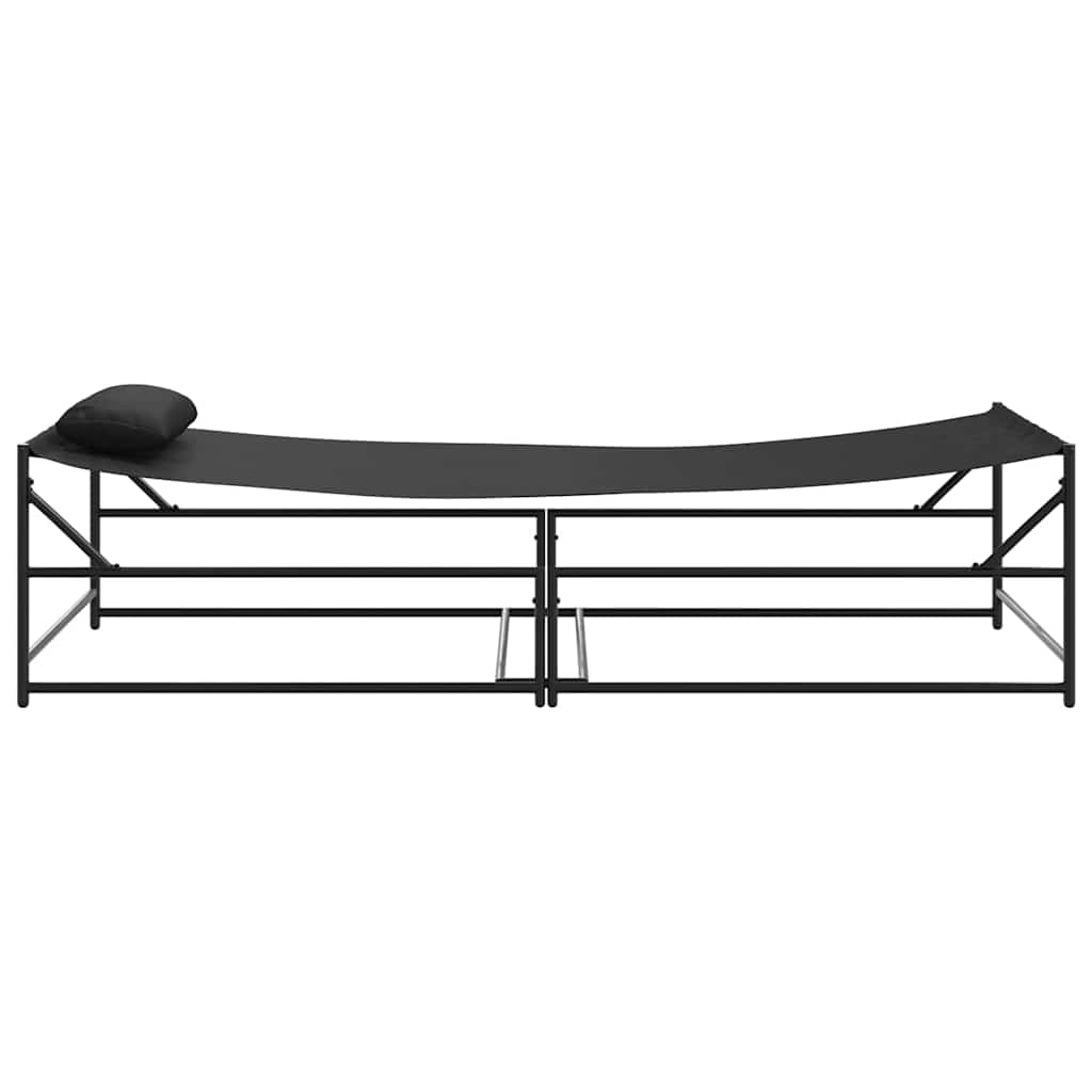 Gartenliegestuhl 2 pcs Schwarz Pulverbeschichteter Stahl