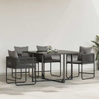 Stuhl mit Kissen 4 pcs Schwarz und Anthrazit PE-Rattan