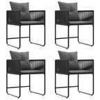 Stuhl mit Kissen 4 pcs Schwarz und Anthrazit PE-Rattan