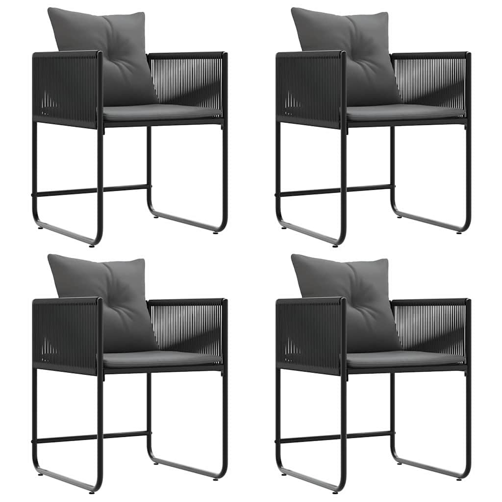 Stuhl mit Kissen 4 pcs Schwarz und Anthrazit PE-Rattan