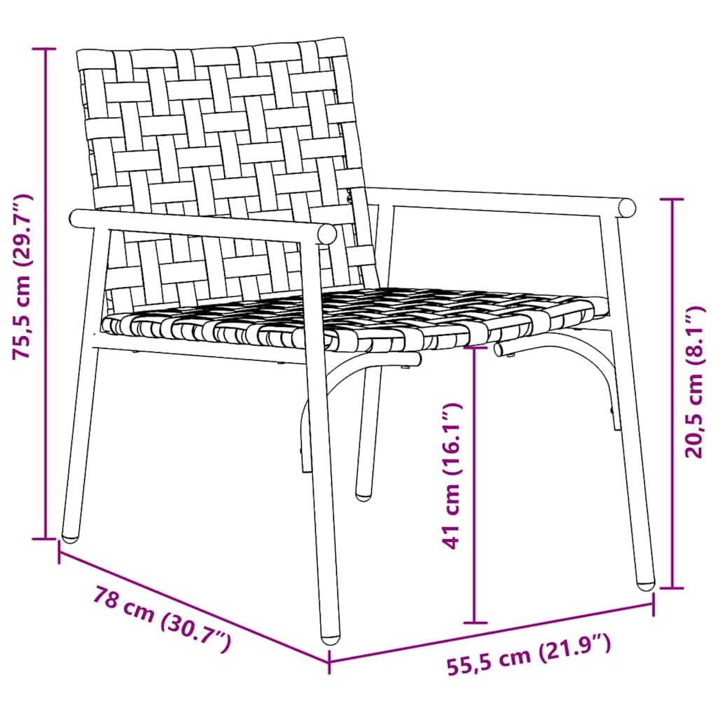 Gartenstuhl 2 pcs Braun 78 x 55,5 x 75,5 cm Poly-Rattan