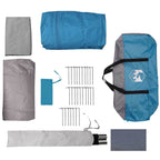 Tunnelzelt 4-Personen mit Dach Blau und Grau 740 x 370 x 220 cm
