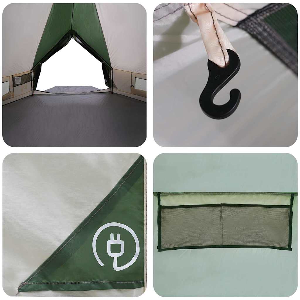 Teepee Zelt für 6 Personen Grün und Weiß 431 x 366 x 185 cm