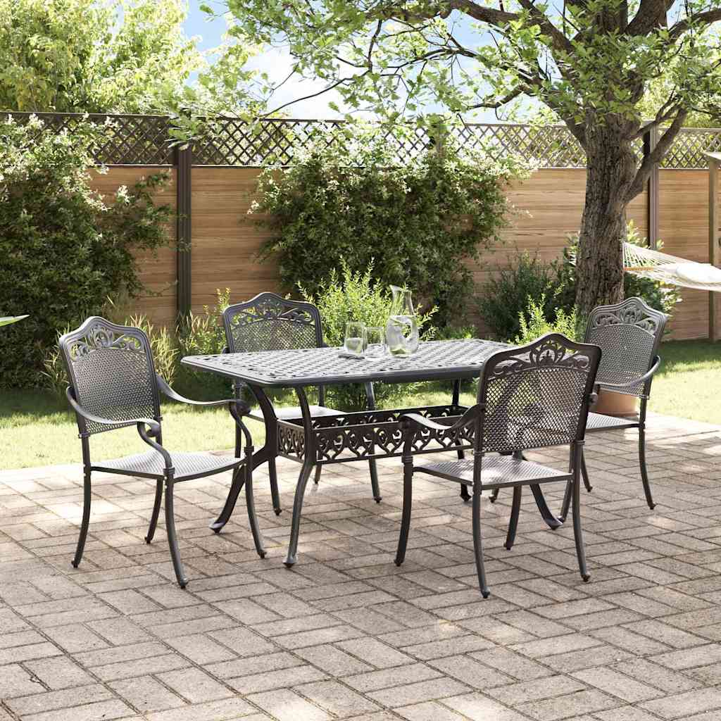 Garten Essgruppe 5 pcs Schwarz Aluminium