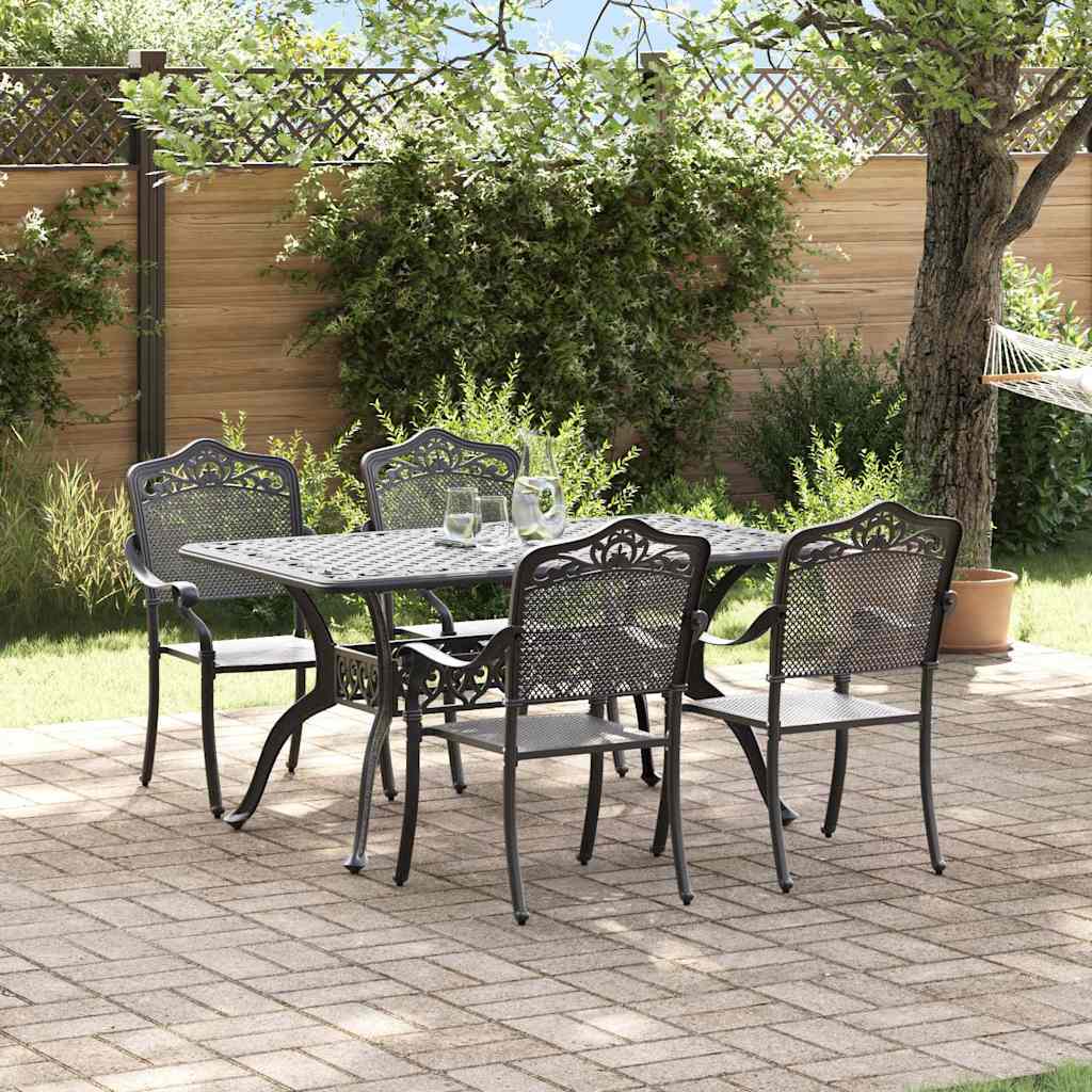 Garten Essgruppe 5 pcs Schwarz Aluminium