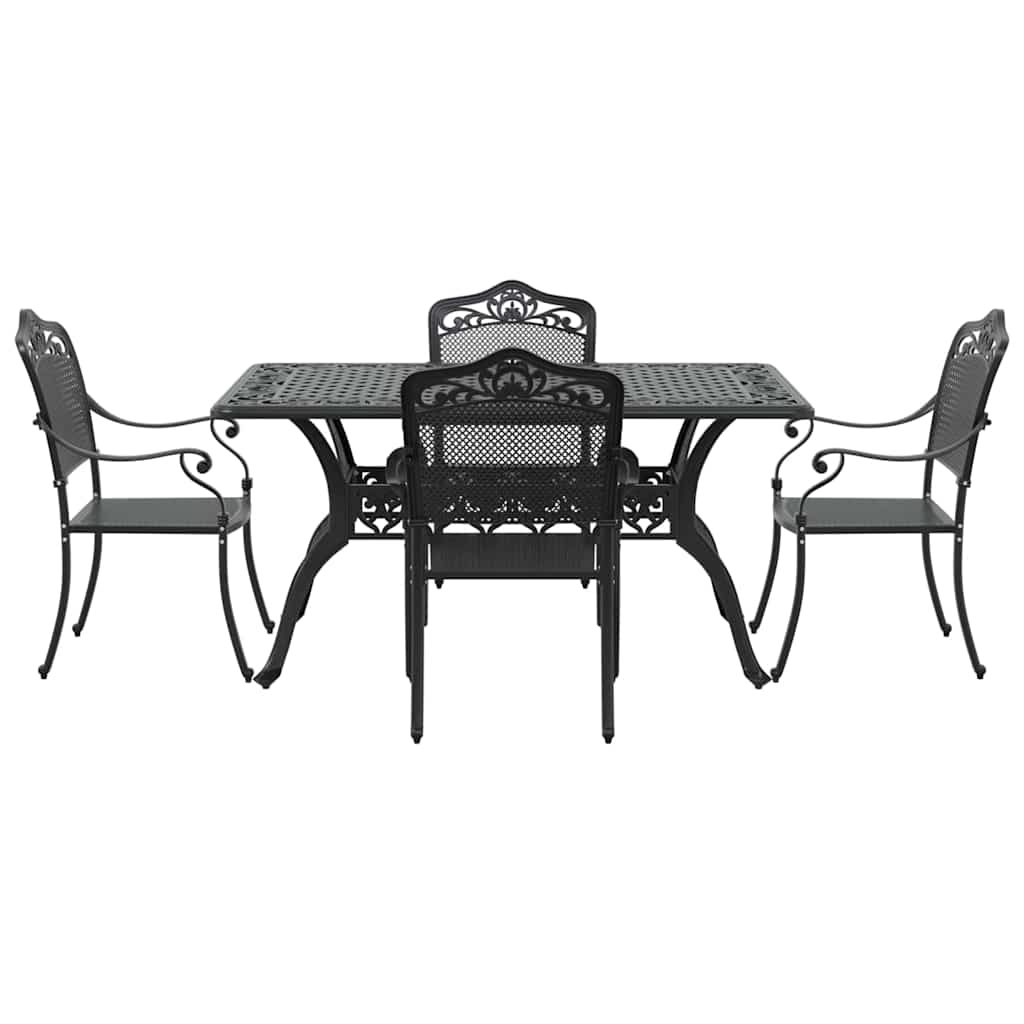 Garten Essgruppe 5 pcs Schwarz Aluminium