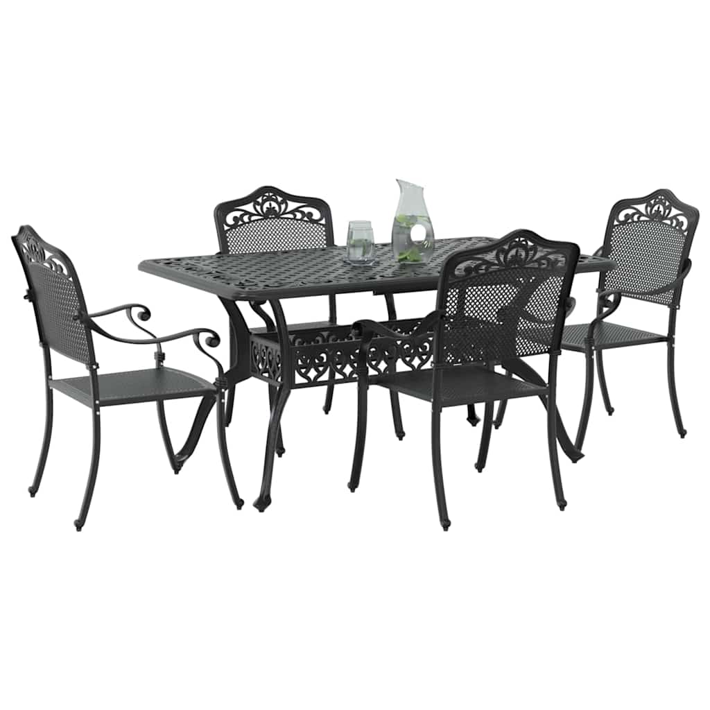 Garten Essgruppe 5 pcs Schwarz Aluminium