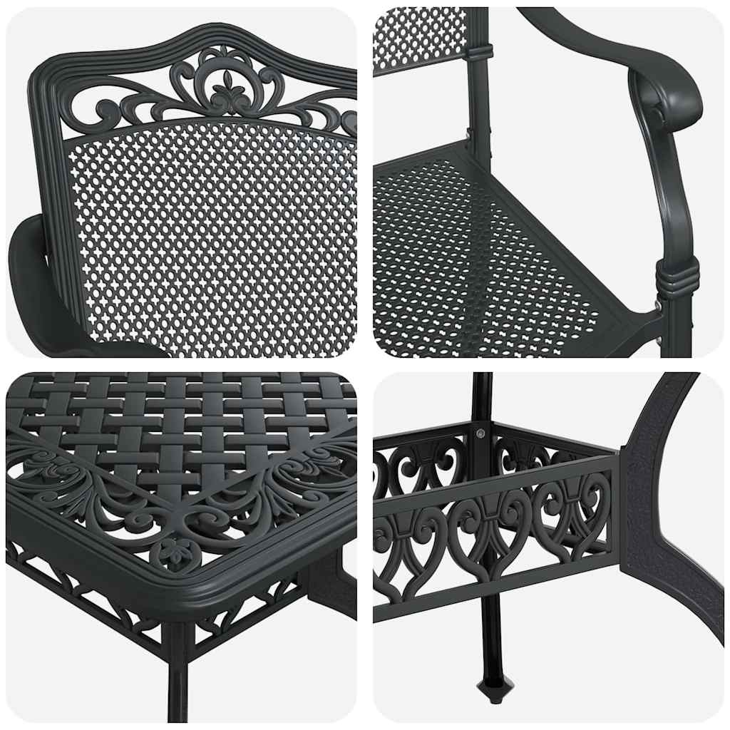 Garten Essgruppe 7 pcs Schwarz Aluminium