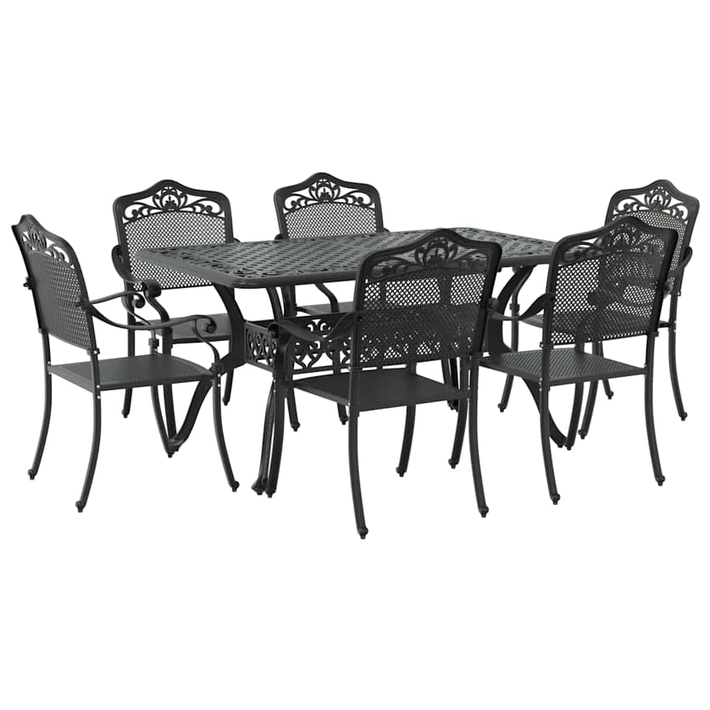 Garten Essgruppe 7 pcs Schwarz Aluminium