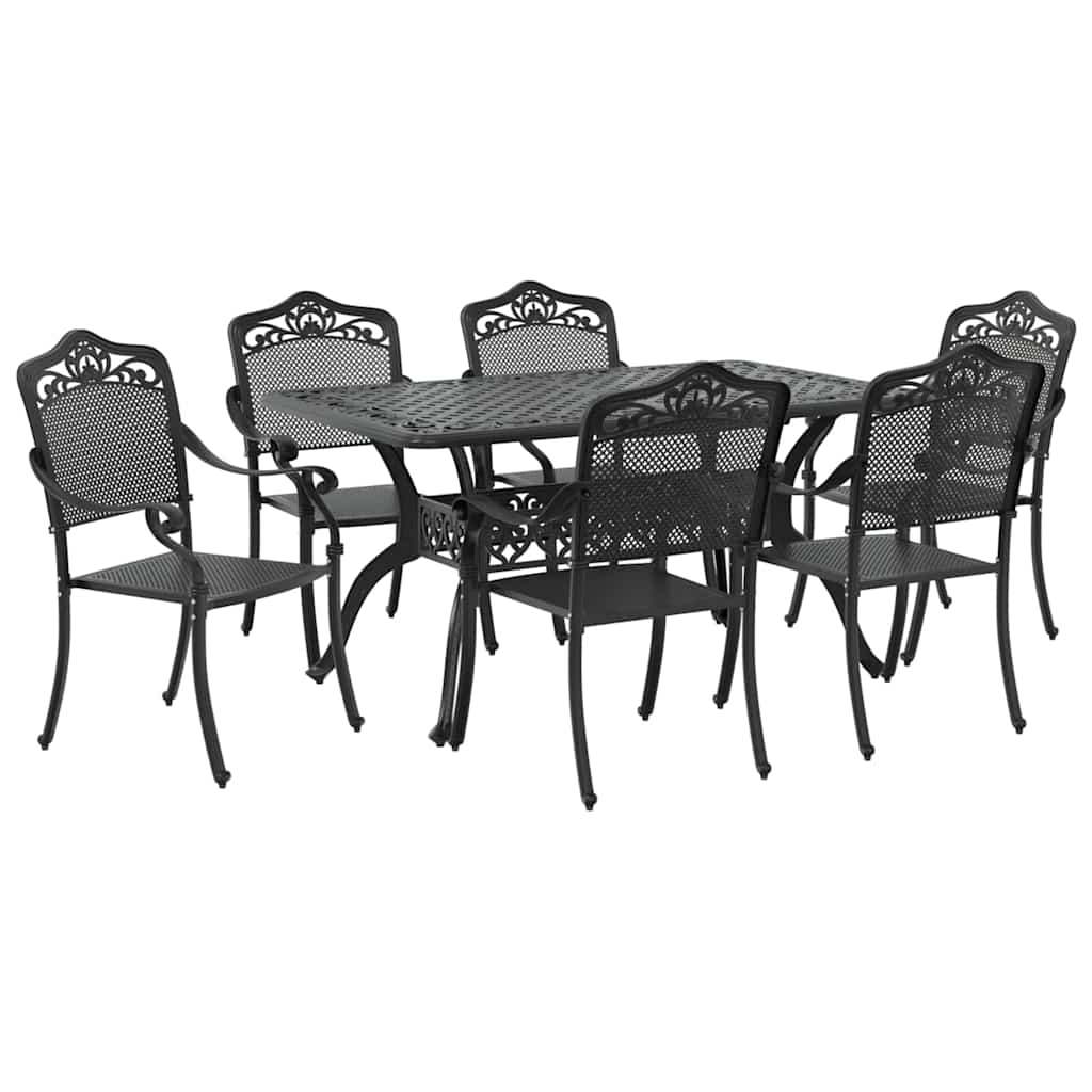 Garten Essgruppe 7 pcs Schwarz Aluminium