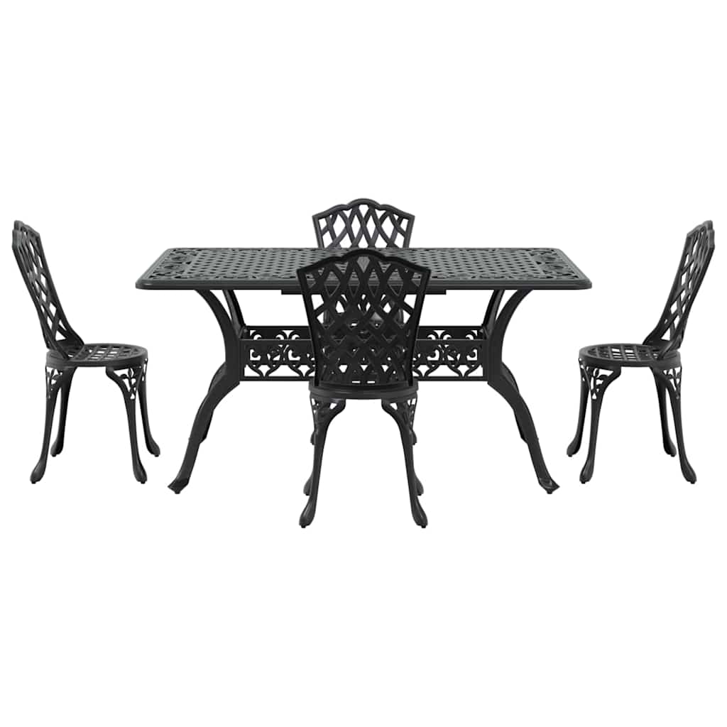 Garten Essgruppe 5 pcs Schwarz Aluminium
