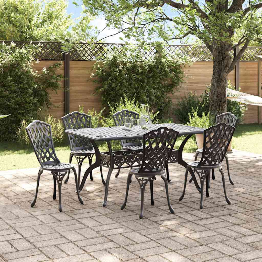 Garten Essgruppe 7 pcs Schwarz Aluminium