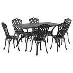 Garten Essgruppe 7 pcs Schwarz Aluminium