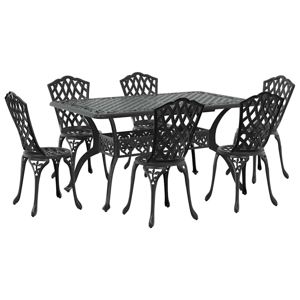 Garten Essgruppe 7 pcs Schwarz Aluminium