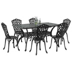Garten Essgruppe 7 pcs Schwarz Aluminium