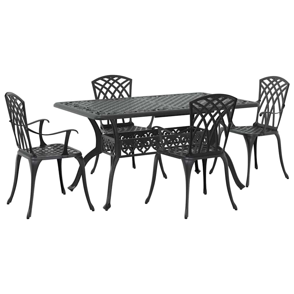 Garten Essgruppe 5 pcs Schwarz Aluminium