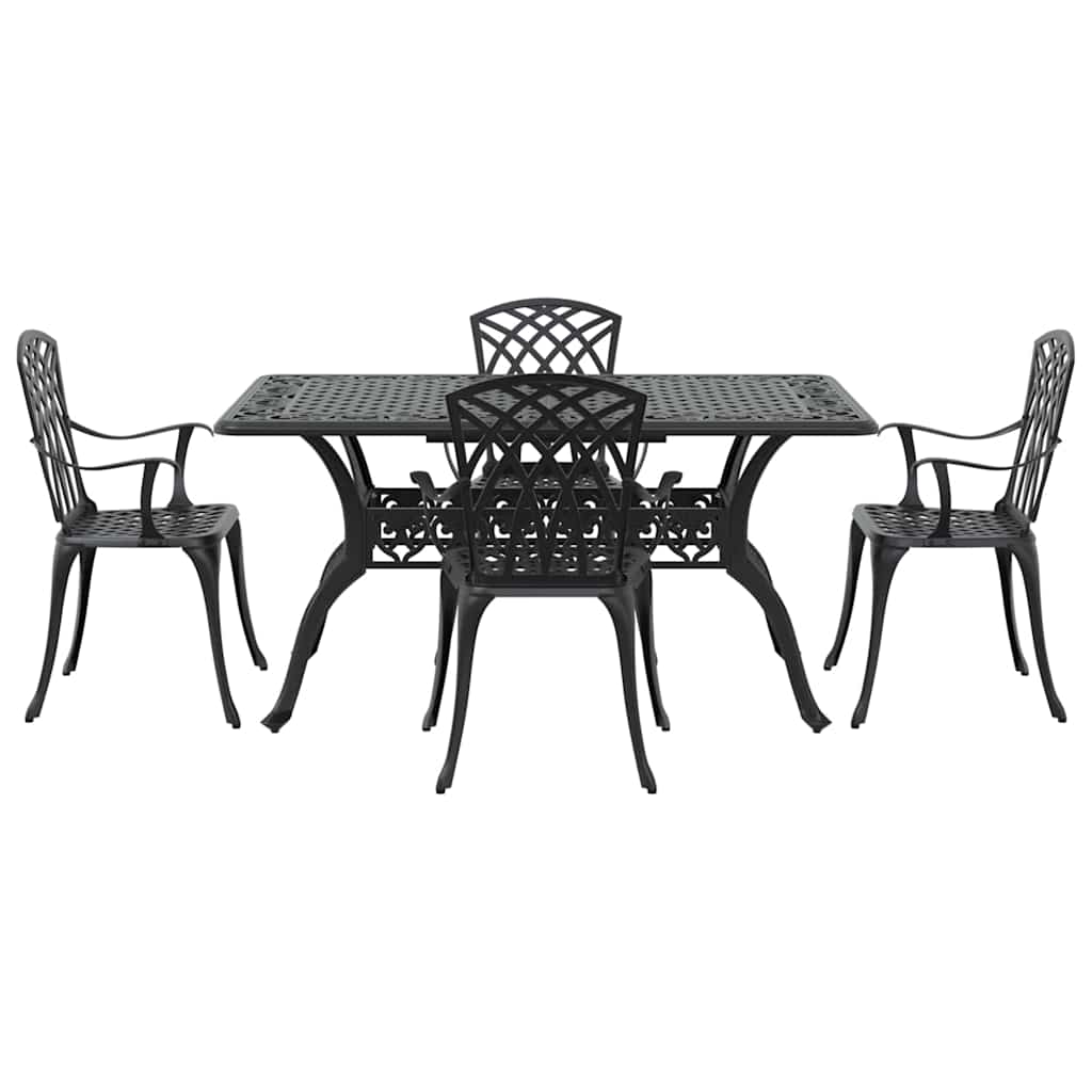 Garten Essgruppe 5 pcs Schwarz Aluminium