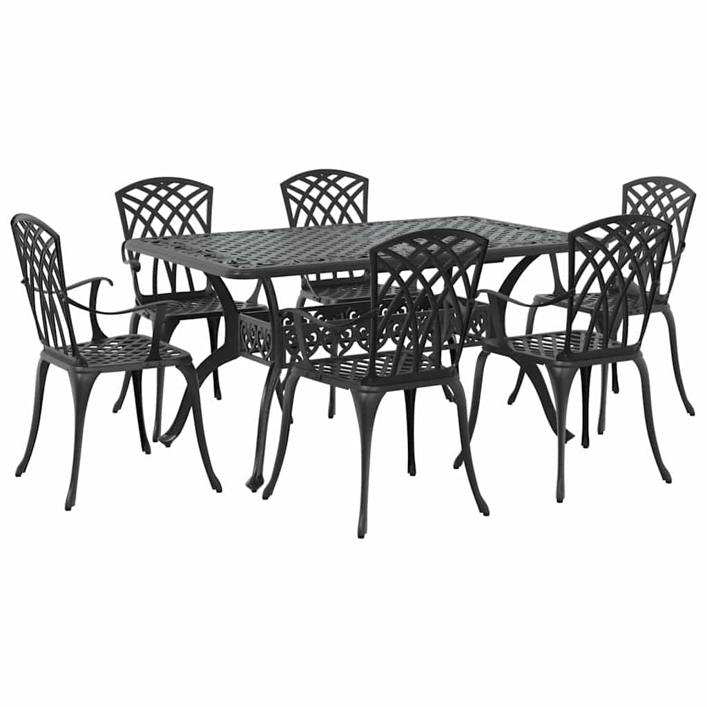 Garten Essgruppe 7 pcs Schwarz Aluminium