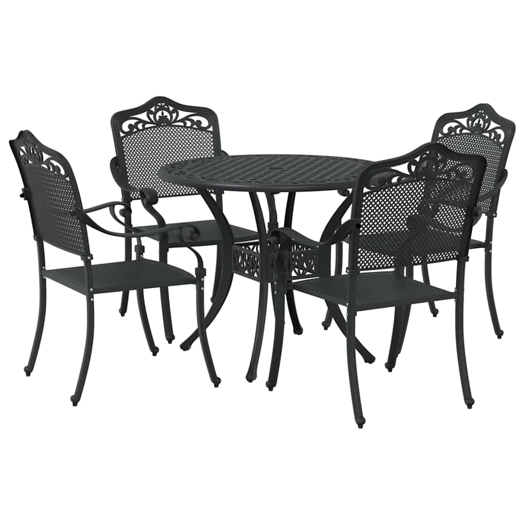Garten Essgruppe 5 pcs Schwarz Aluminium