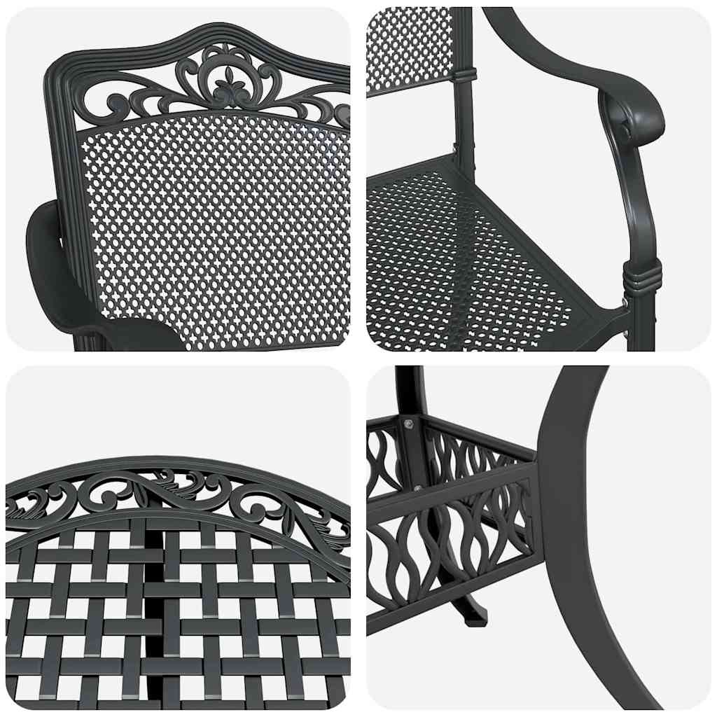 Garten Essgruppe 7 pcs Schwarz Aluminium
