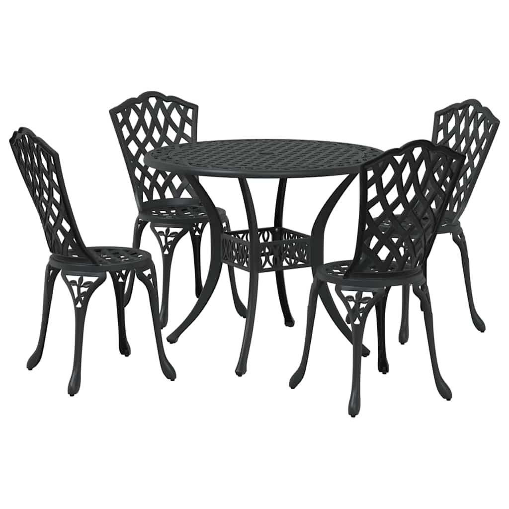 Garten Essgruppe 5 pcs Schwarz Aluminium