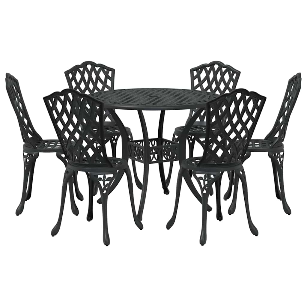 Garten Essgruppe 7 pcs Schwarz Aluminium