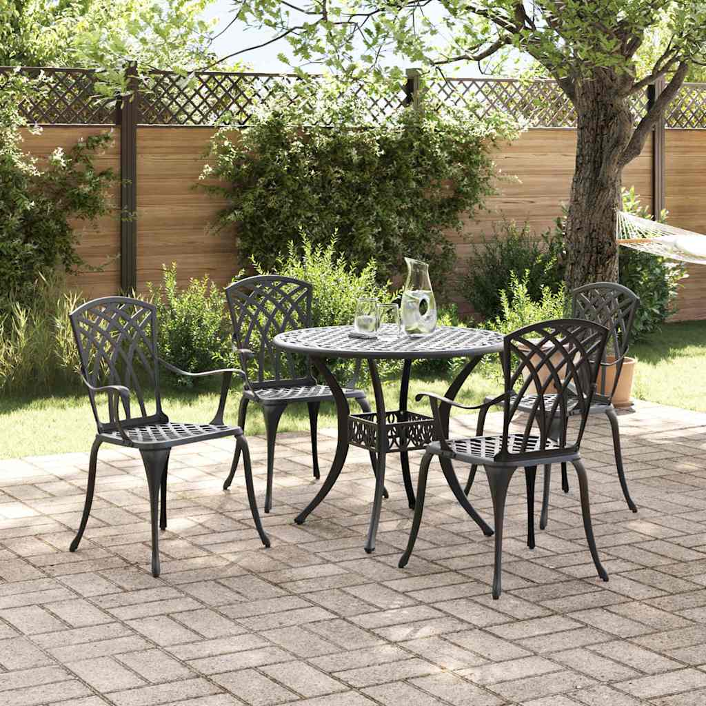 Garten Essgruppe 5 pcs Schwarz Aluminium