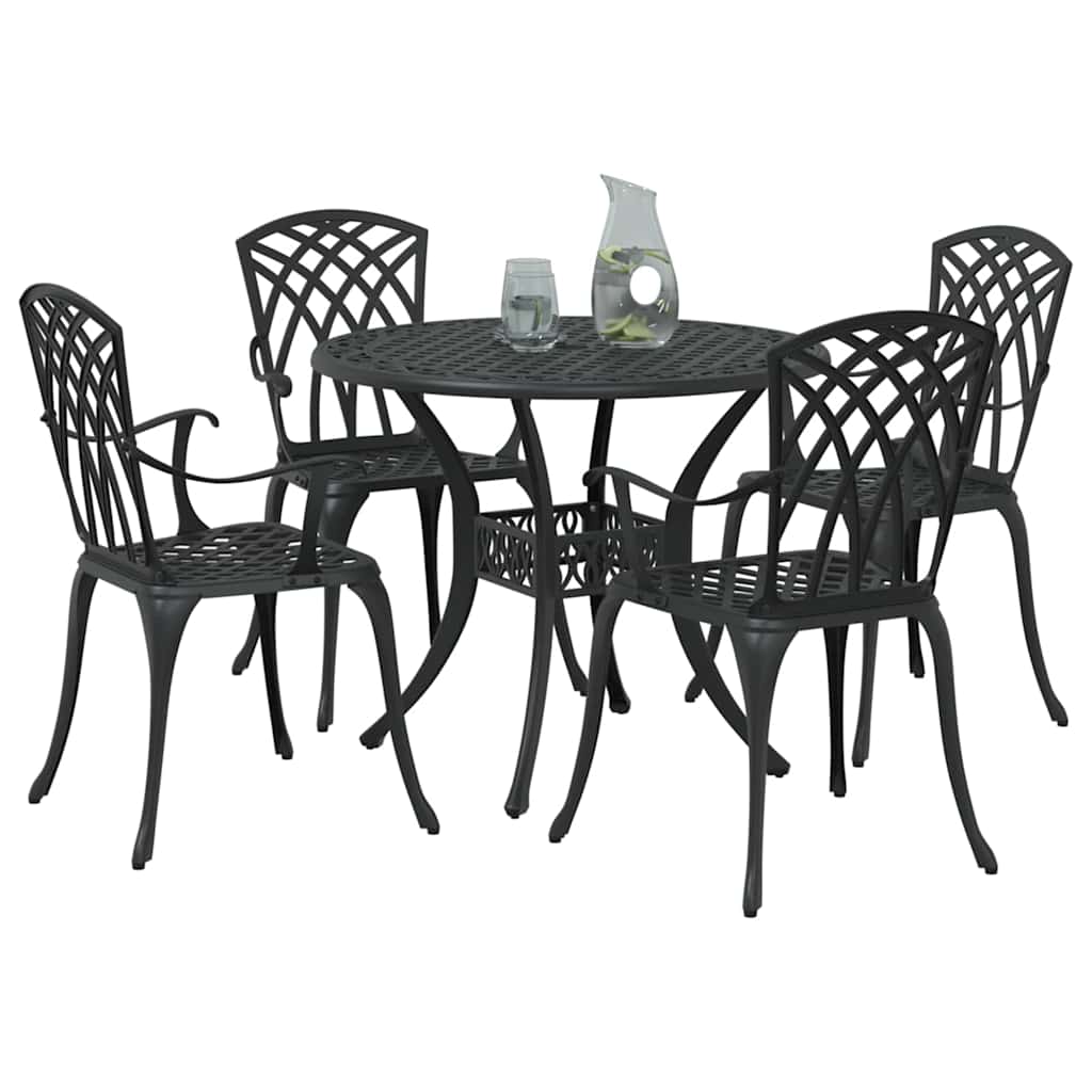 Garten Essgruppe 5 pcs Schwarz Aluminium