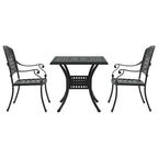 Gartentisch Set 3 pcs Schwarz Gussaluminium