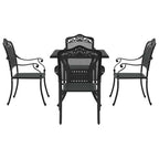 Gartentisch Set 5 pcs Schwarz Gussaluminium