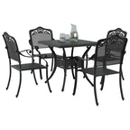 Gartentisch Set 5 pcs Schwarz Gussaluminium