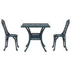Gartentisch Set 3 pcs Grün Gussaluminium