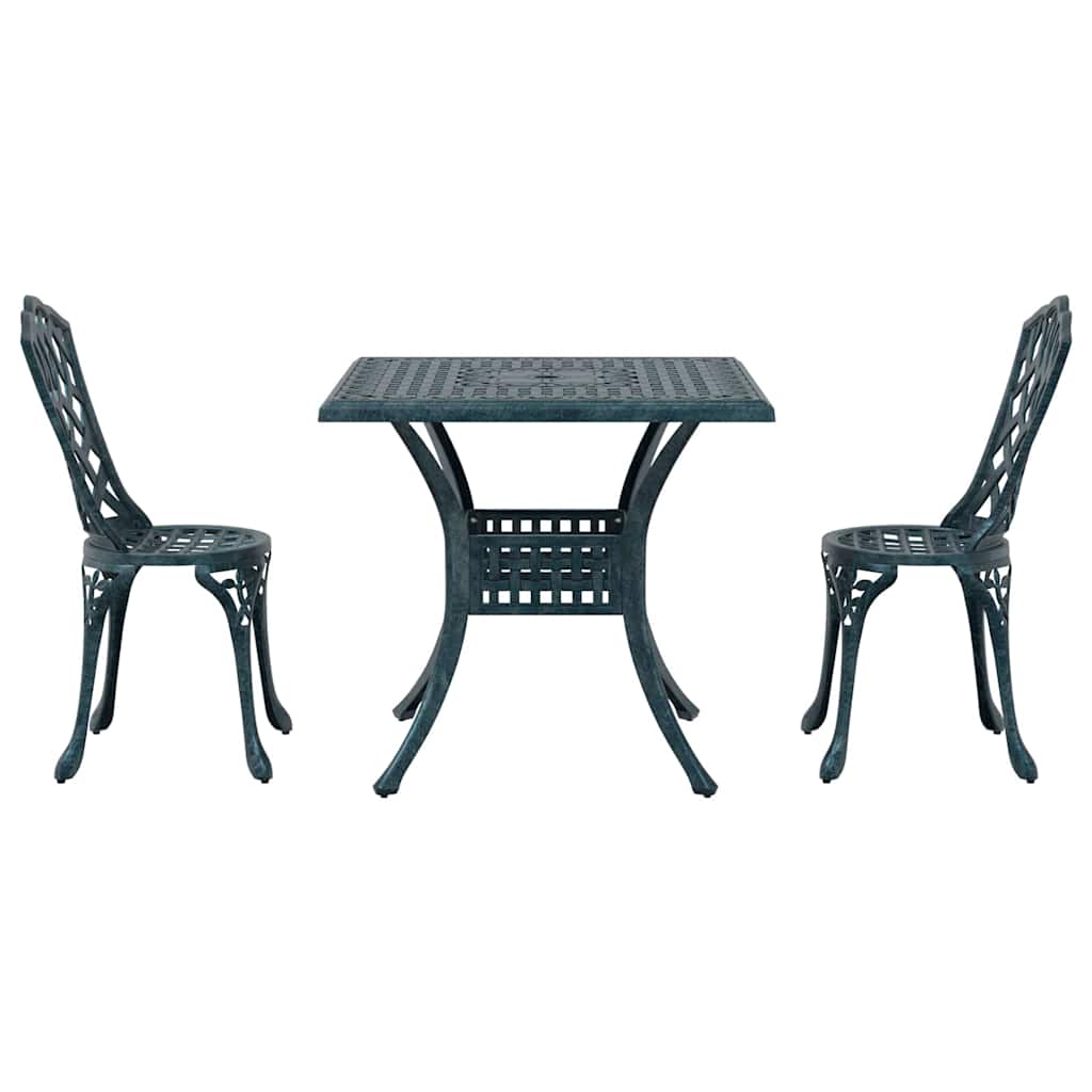 Gartentisch Set 3 pcs Grün Gussaluminium