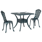 Gartentisch Set 3 pcs Grün Gussaluminium