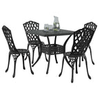 Gartentisch Set 5 pcs Schwarz Gussaluminium