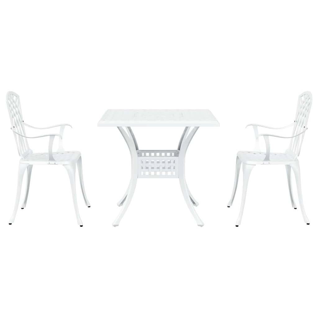 Gartentisch Set 3 pcs Weiß Gussaluminium