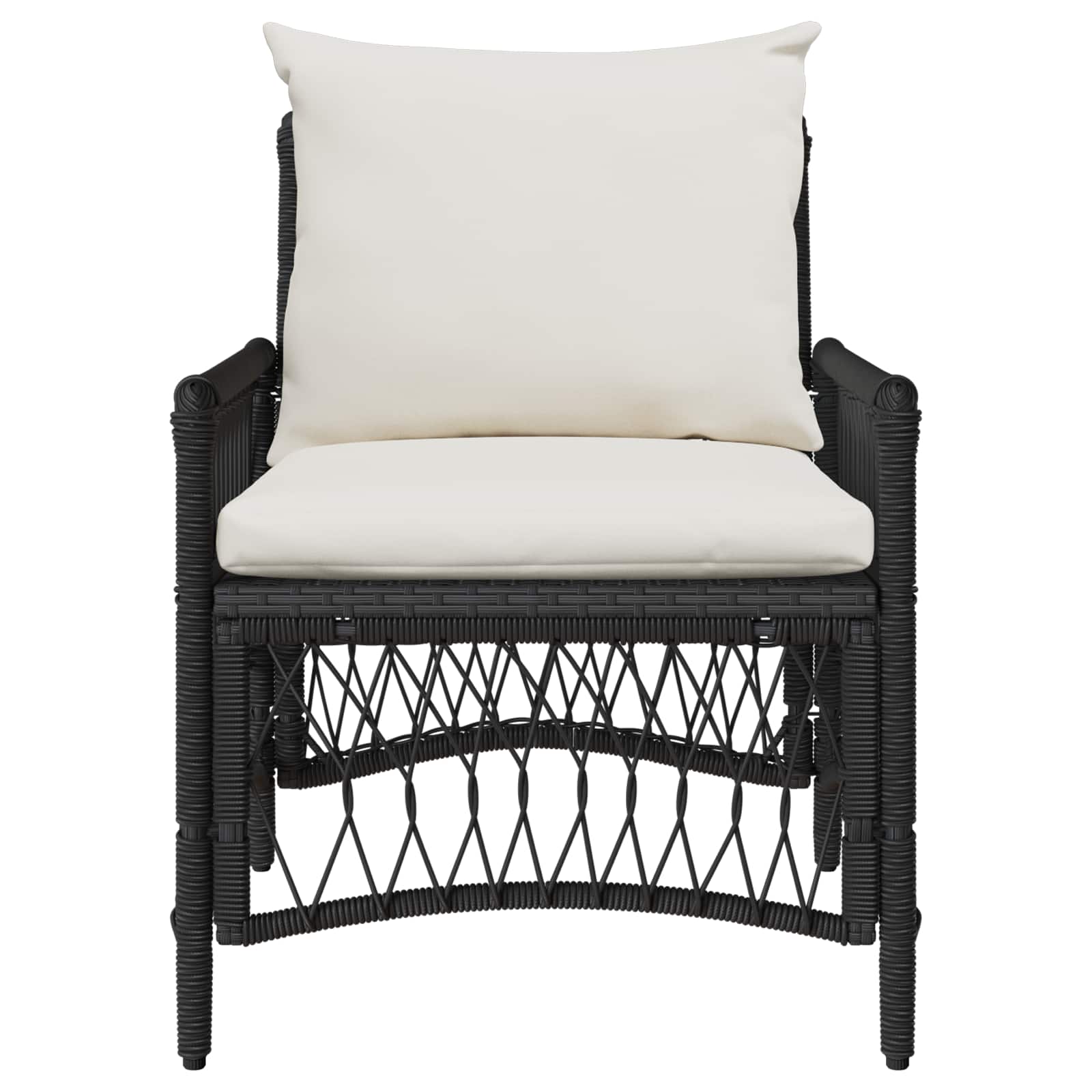 Gartenstuhl mit Kissen Schwarz 73 x 61 x 77 cm Poly-Rattan
