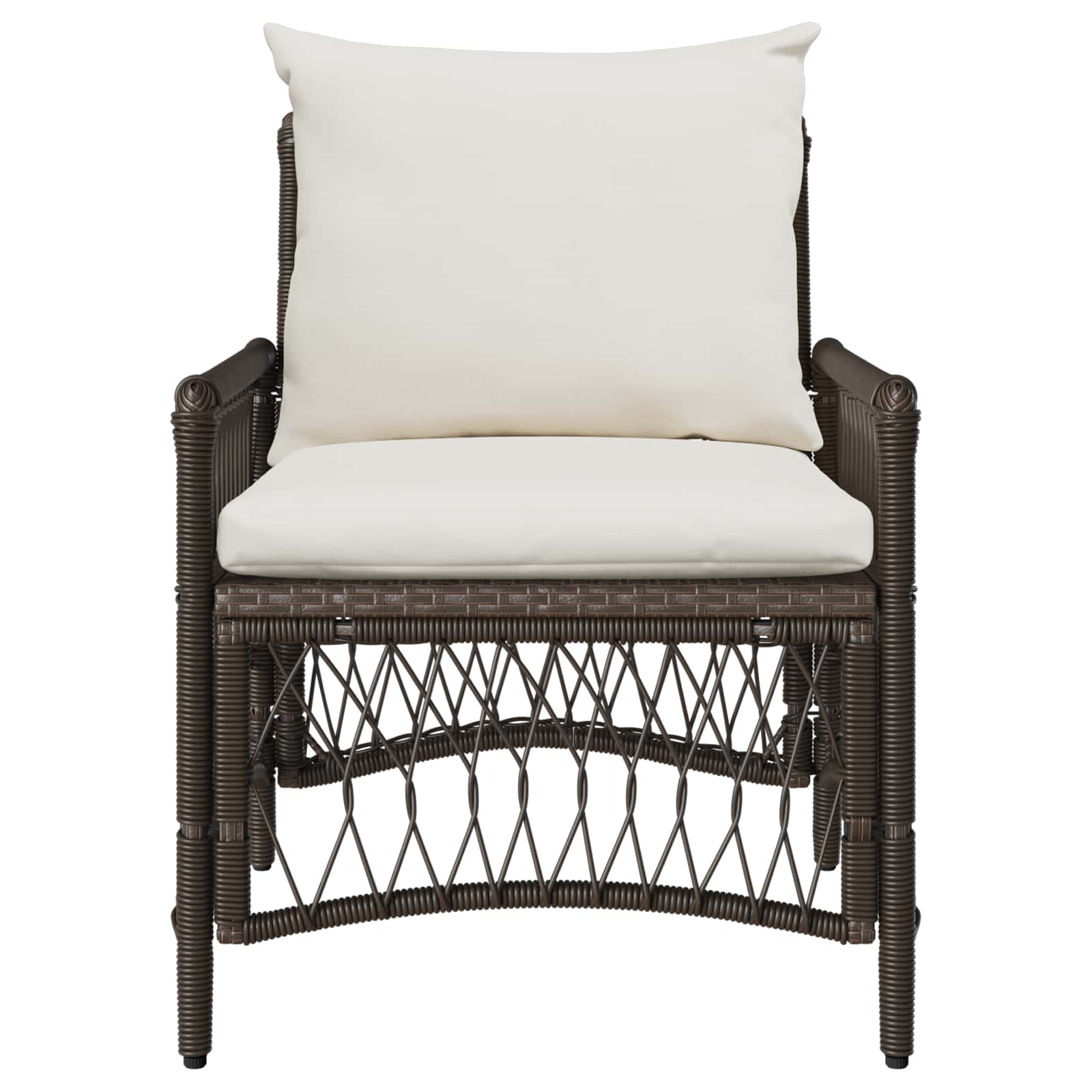 Gartenstuhl mit Kissen Braun 73 x 61 x 77 cm Poly-Rattan