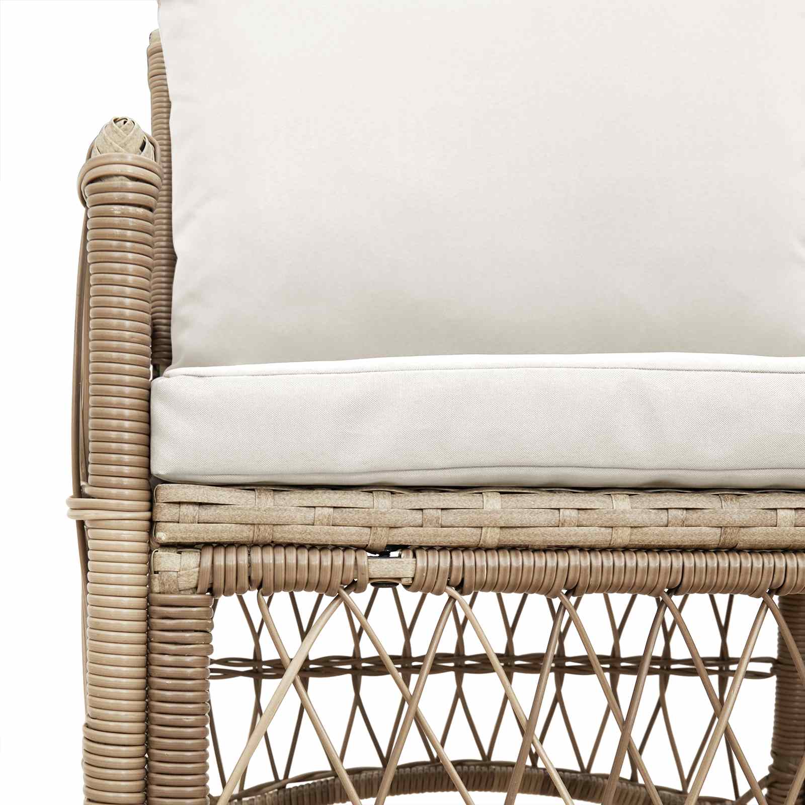 Gartenstuhl mit Kissen Beige 73 x 61 x 77 cm Poly-Rattan