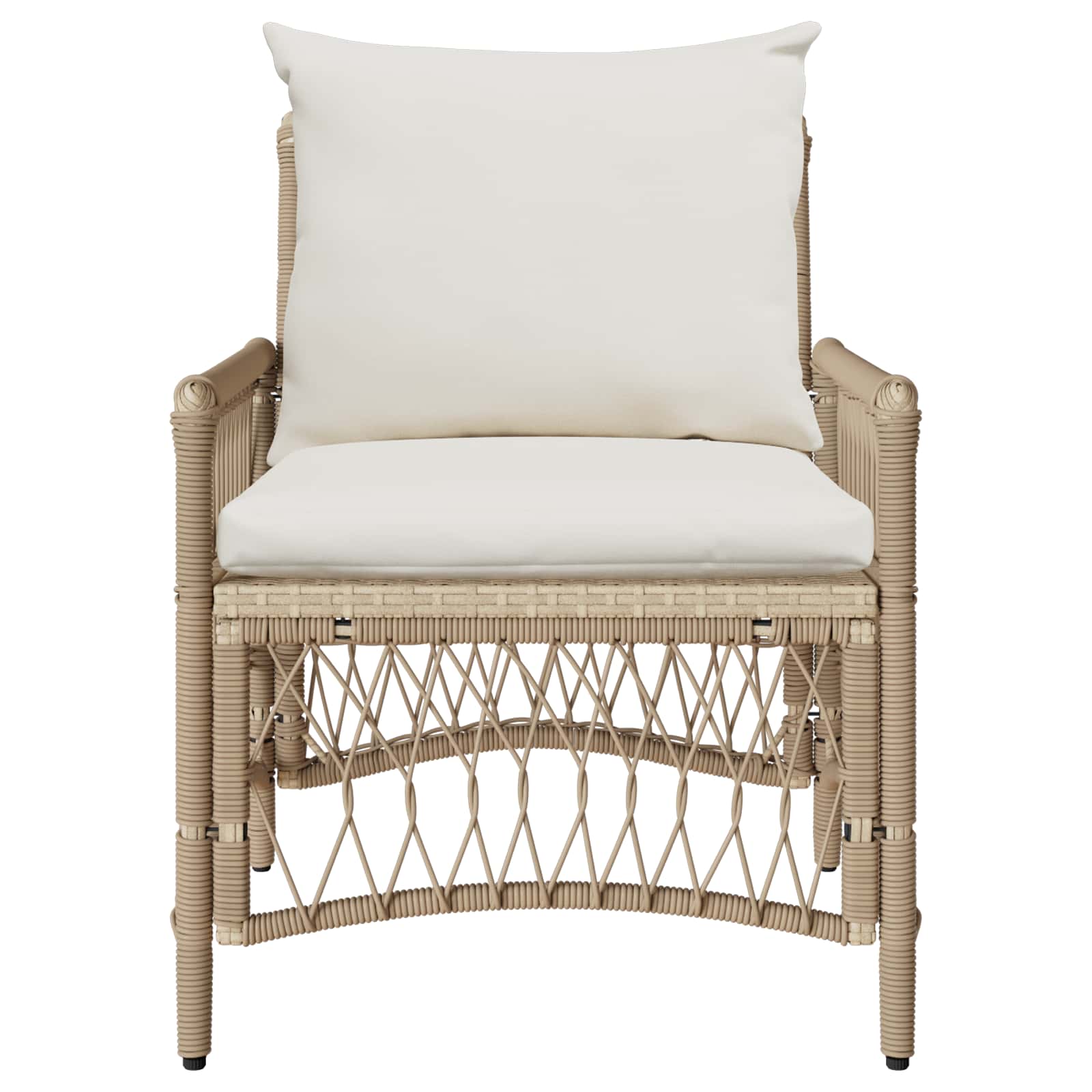 Gartenstuhl mit Kissen Beige 73 x 61 x 77 cm Poly-Rattan