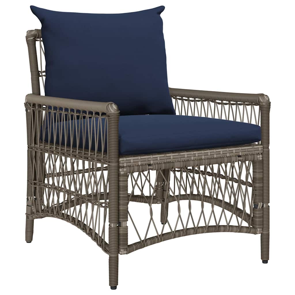 Gartenstuhl mit Kissen Grau 73 x 61 x 77 cm Poly-Rattan