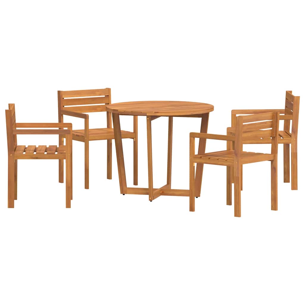 5-teiliges Garten-Ess-Set aus Massivholz Akazie