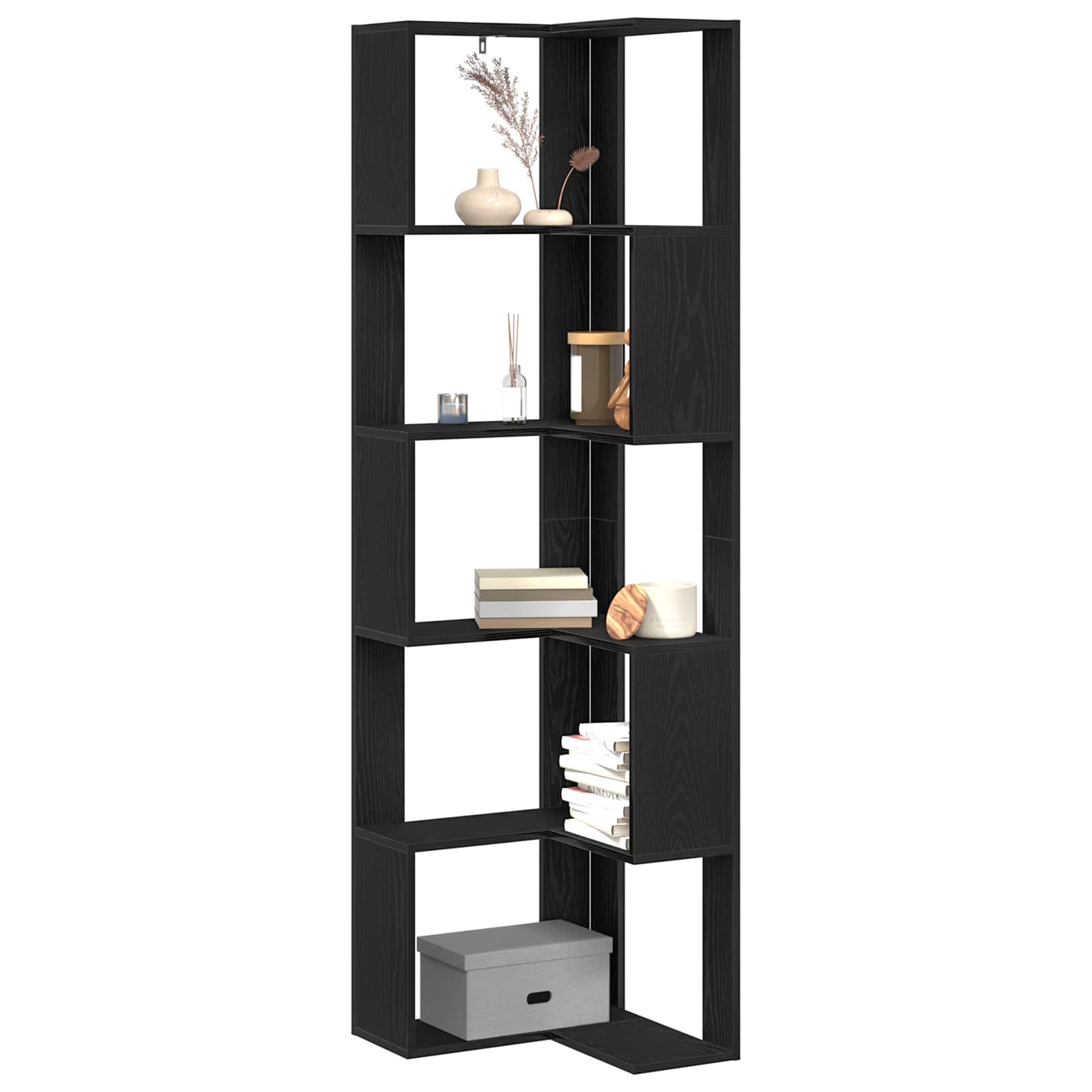 Bücherregal Schwarz Eichen-Optik 50 x 50 x 179 cm