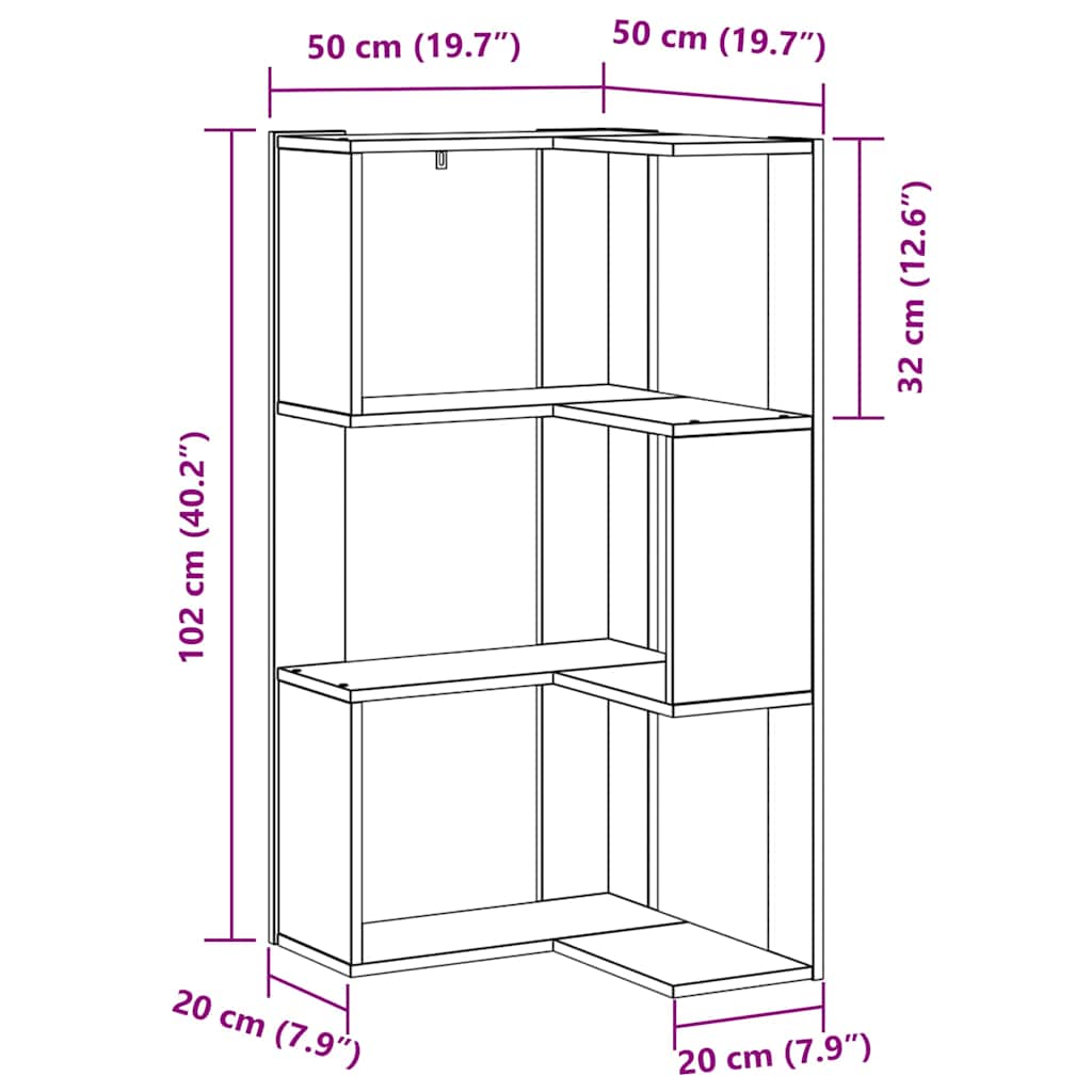 Bücherregal Schwarz Eichen-Optik 50 x 50 x 102 cm